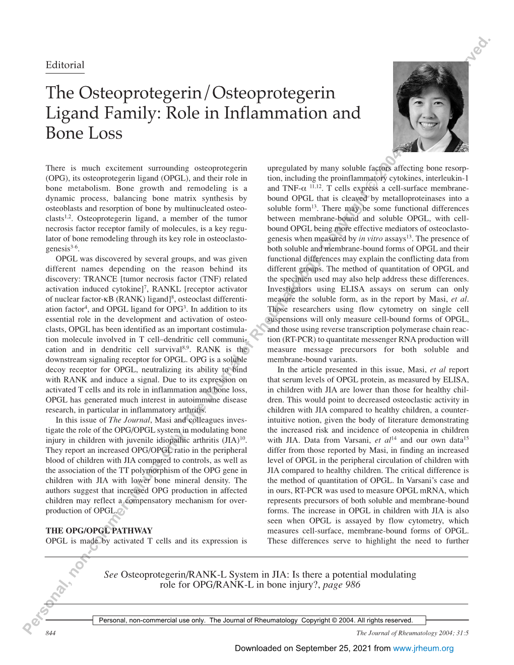 Role in Inflammation and Bone Loss