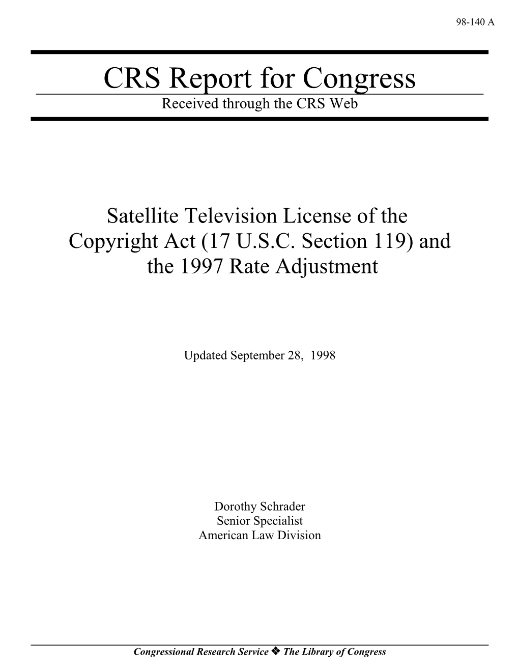 CRS Report for Congress Received Through the CRS Web