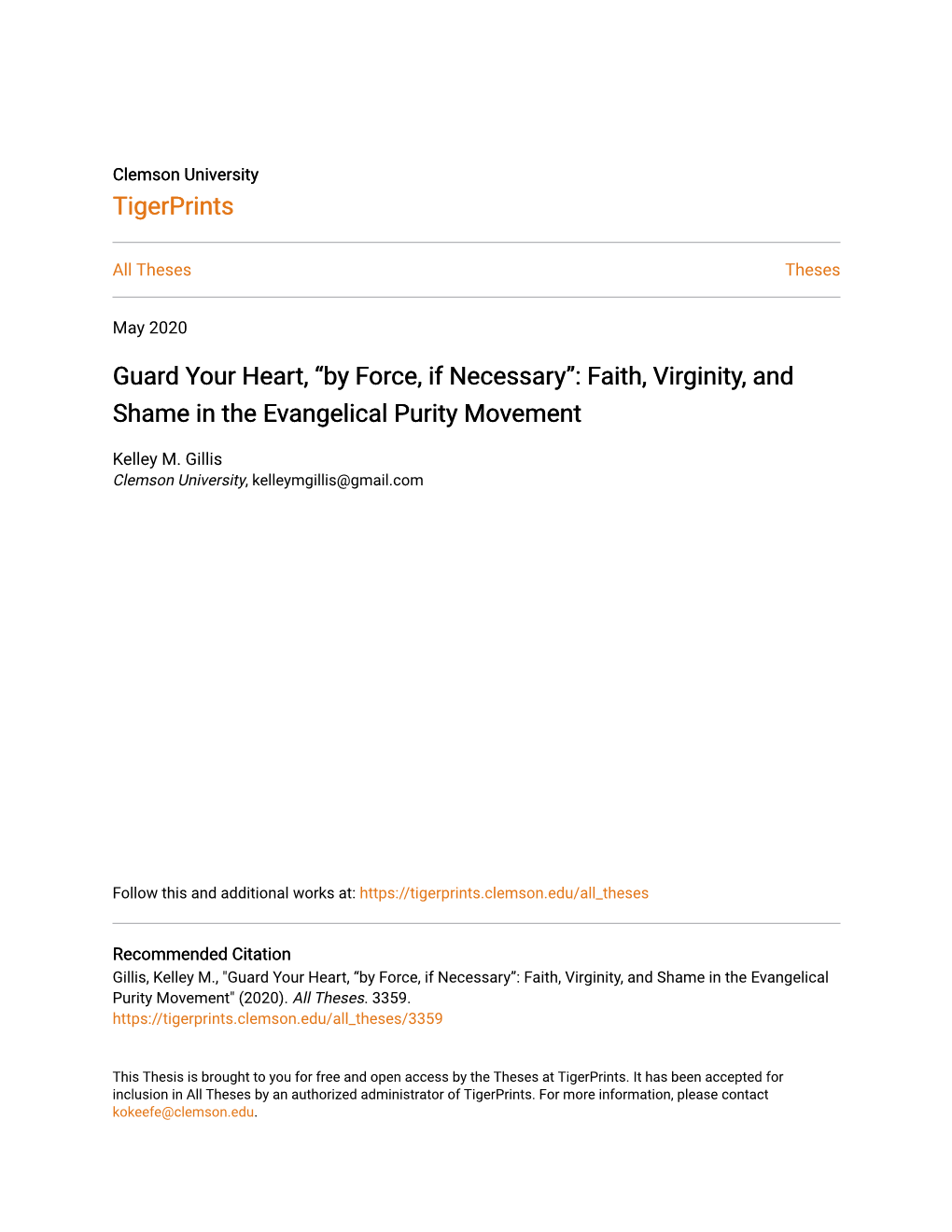 Faith, Virginity, and Shame in the Evangelical Purity Movement