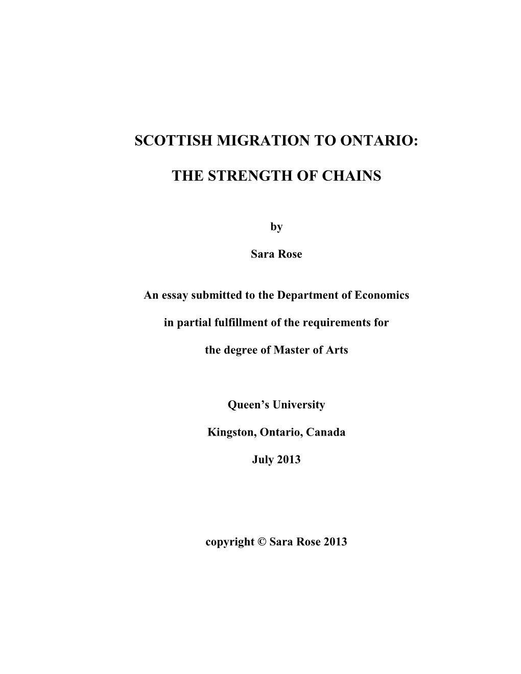 Scottish Migration to Ontario