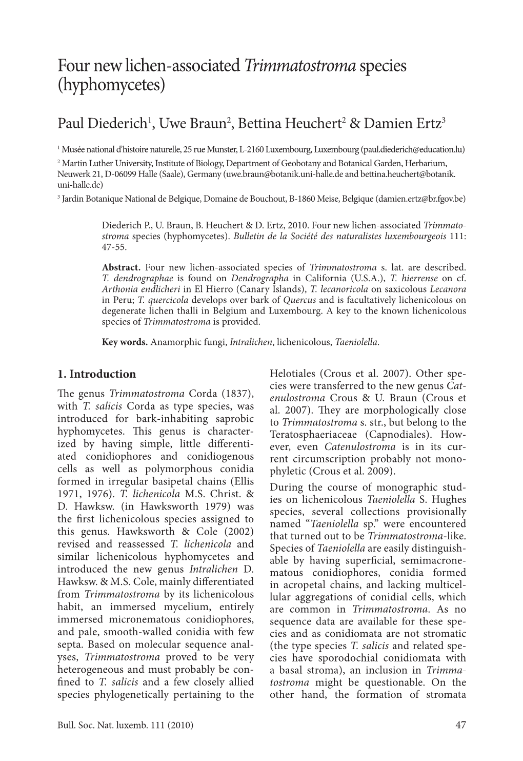 Four New Lichen-Associated Trimmatostromaspecies