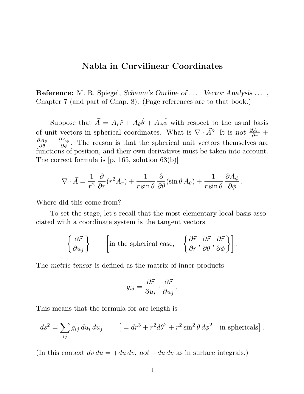 Nabla in Curvilinear Coordinates