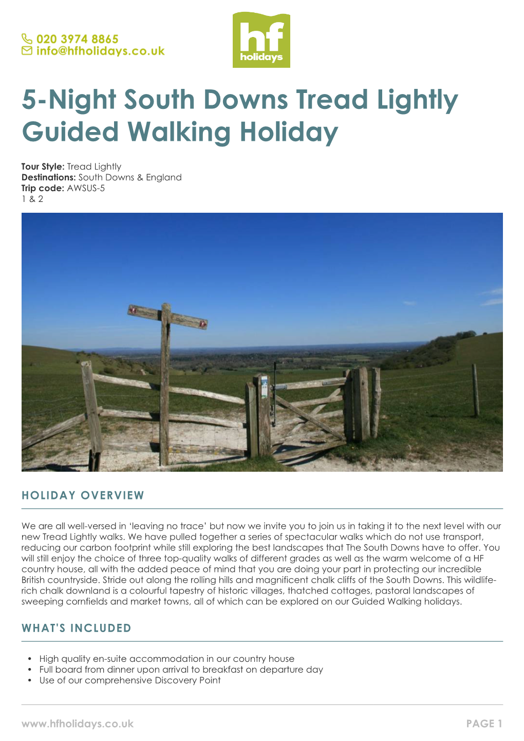 5-Night South Downs Tread Lightly Guided Walking Holiday