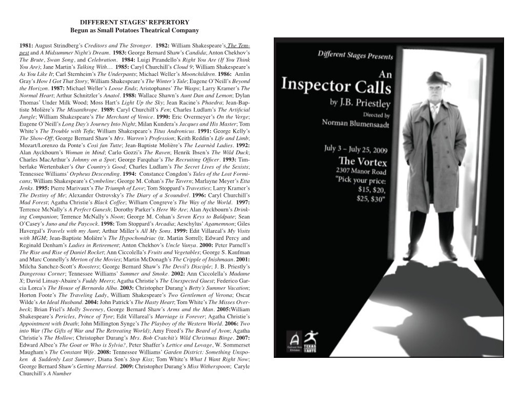 An Inspector Calls the City of Austin by J.B