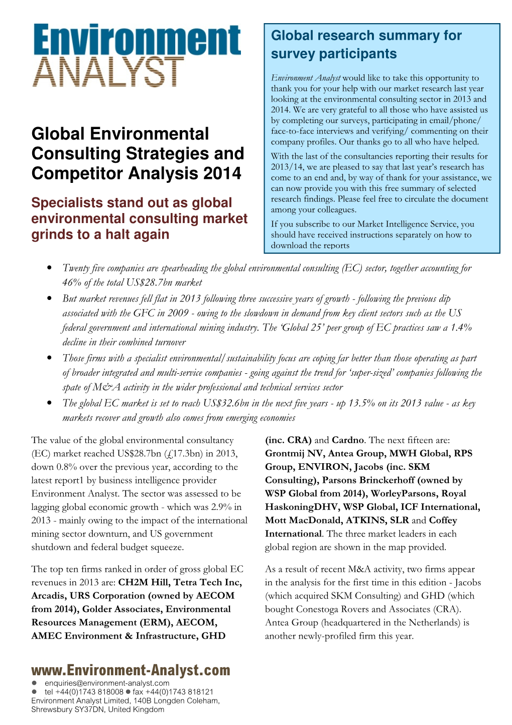 Global Environmental Consulting Strategies