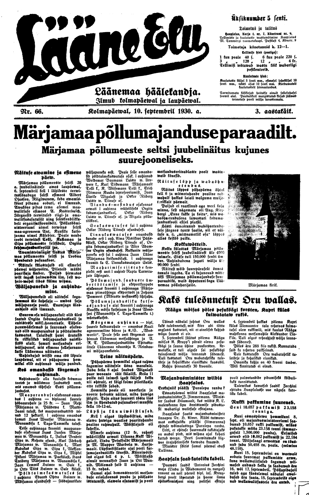 10. 09. 1930 Läänemaa Haapsalu Saab Katoliku Kabeli