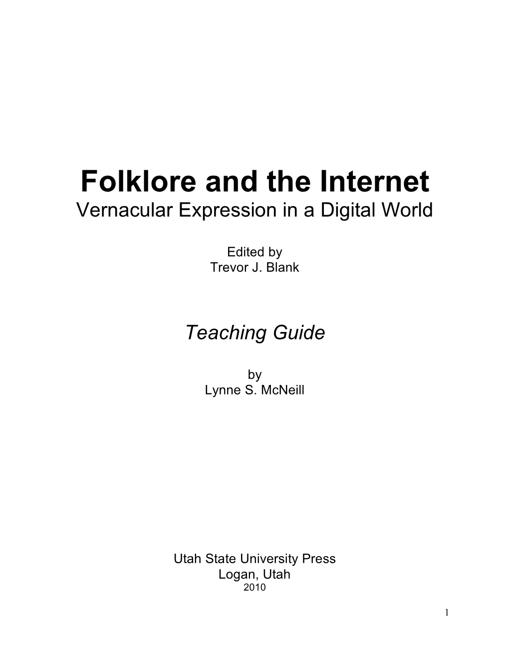 Folklore and Internet Teaching Guide