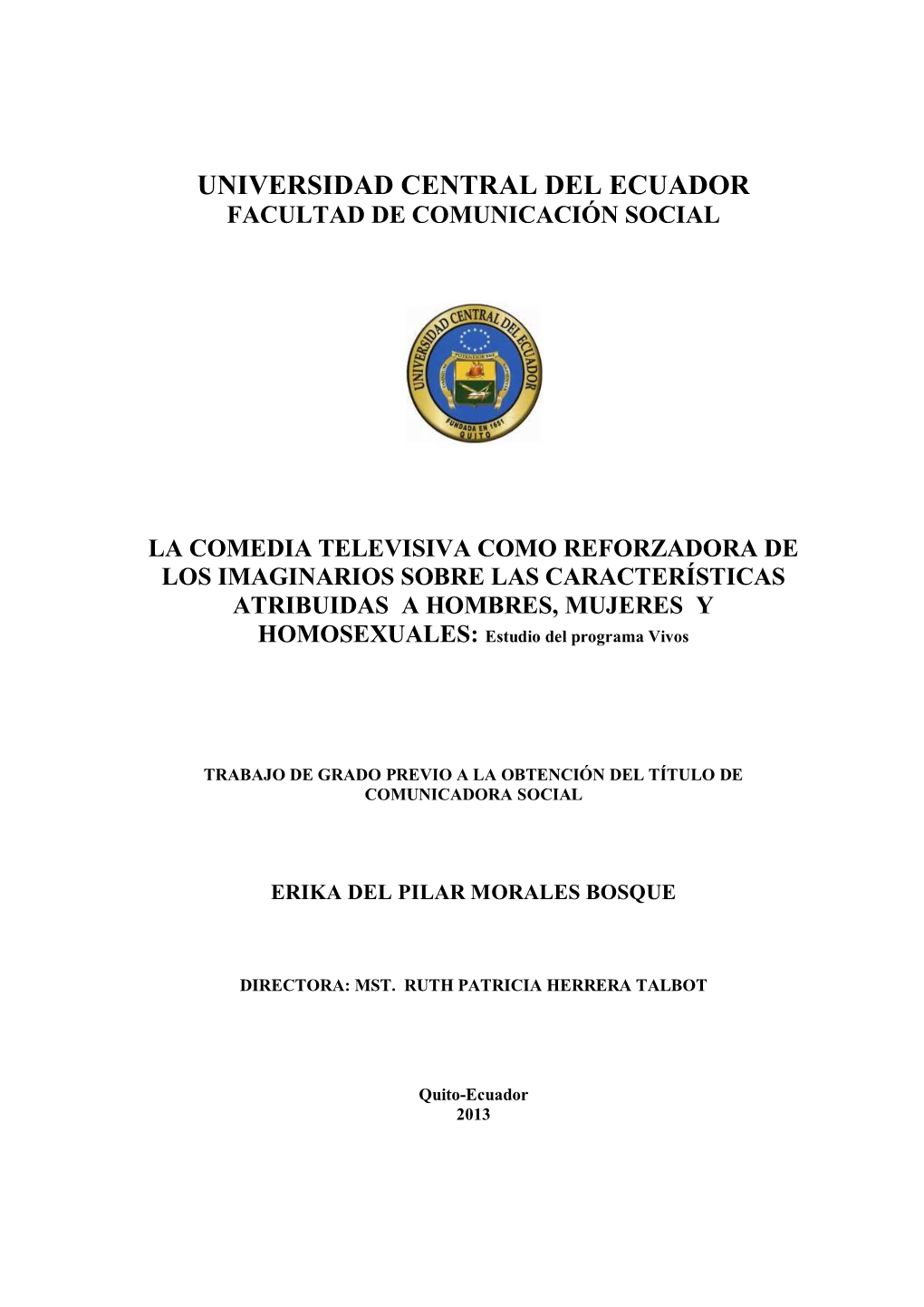 Universidad Central Del Ecuador Facultad De Comunicación Social
