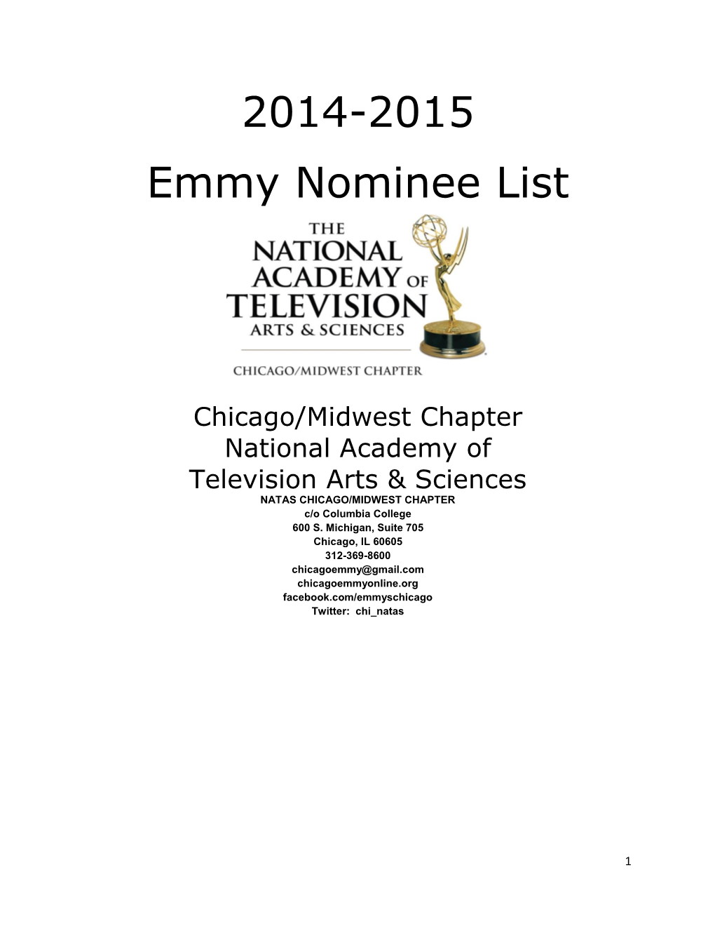 2014-2015 Emmy Nominee List