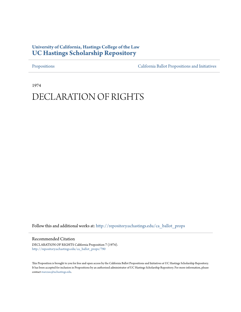 1974 Declaration of Rights