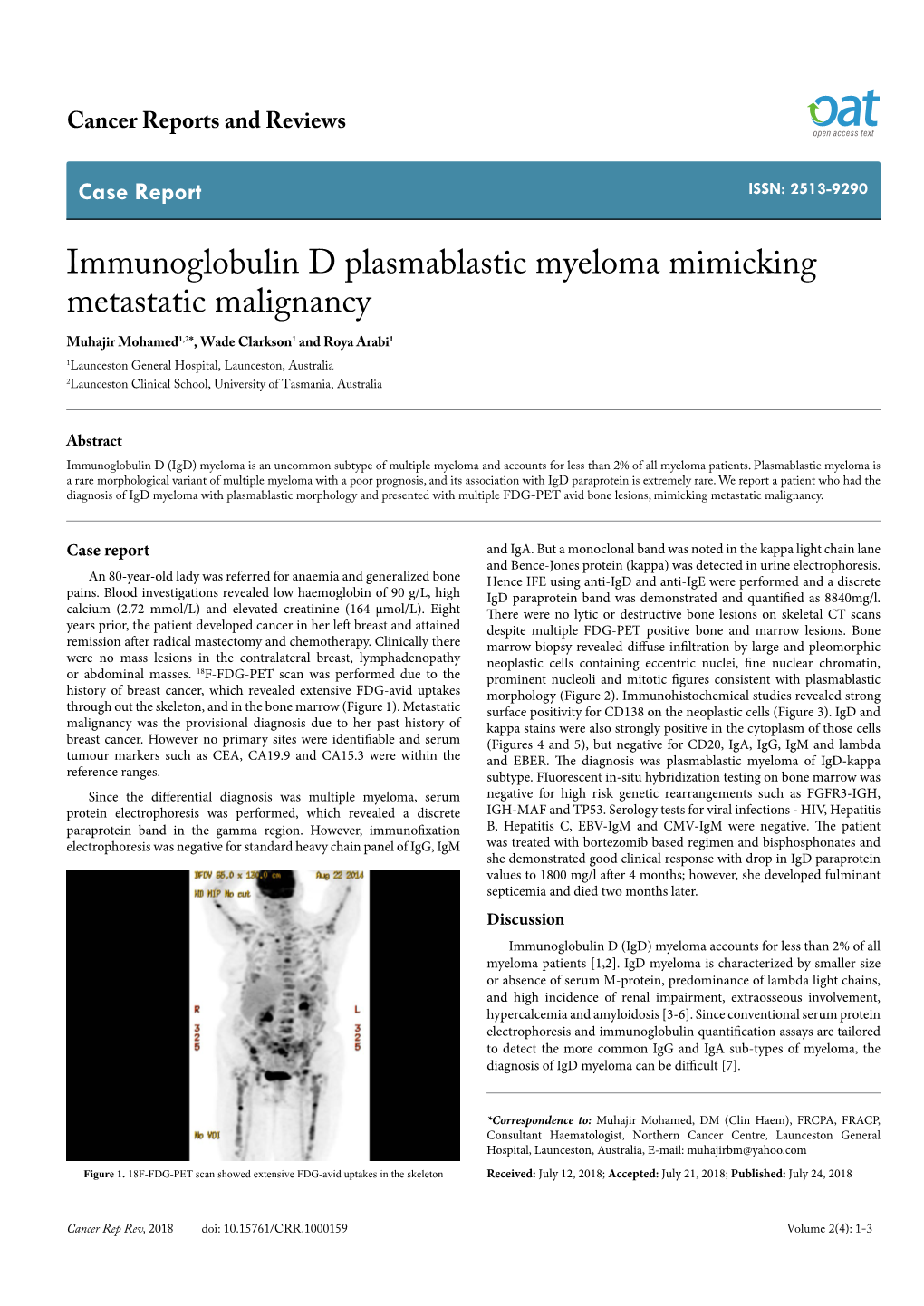 Immunoglobulin D Plasmablastic Myeloma Mimicking Metastatic