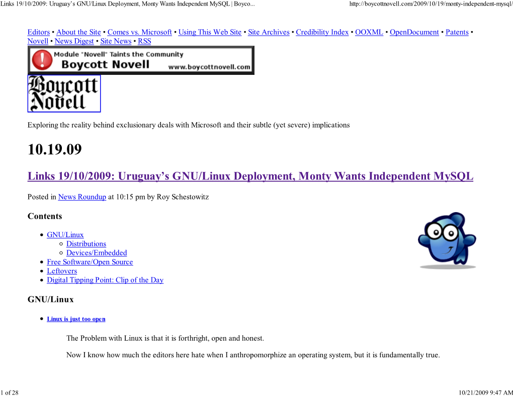 10.19.09 Links 19/10/2009: Uruguay's GNU/Linux Deployment