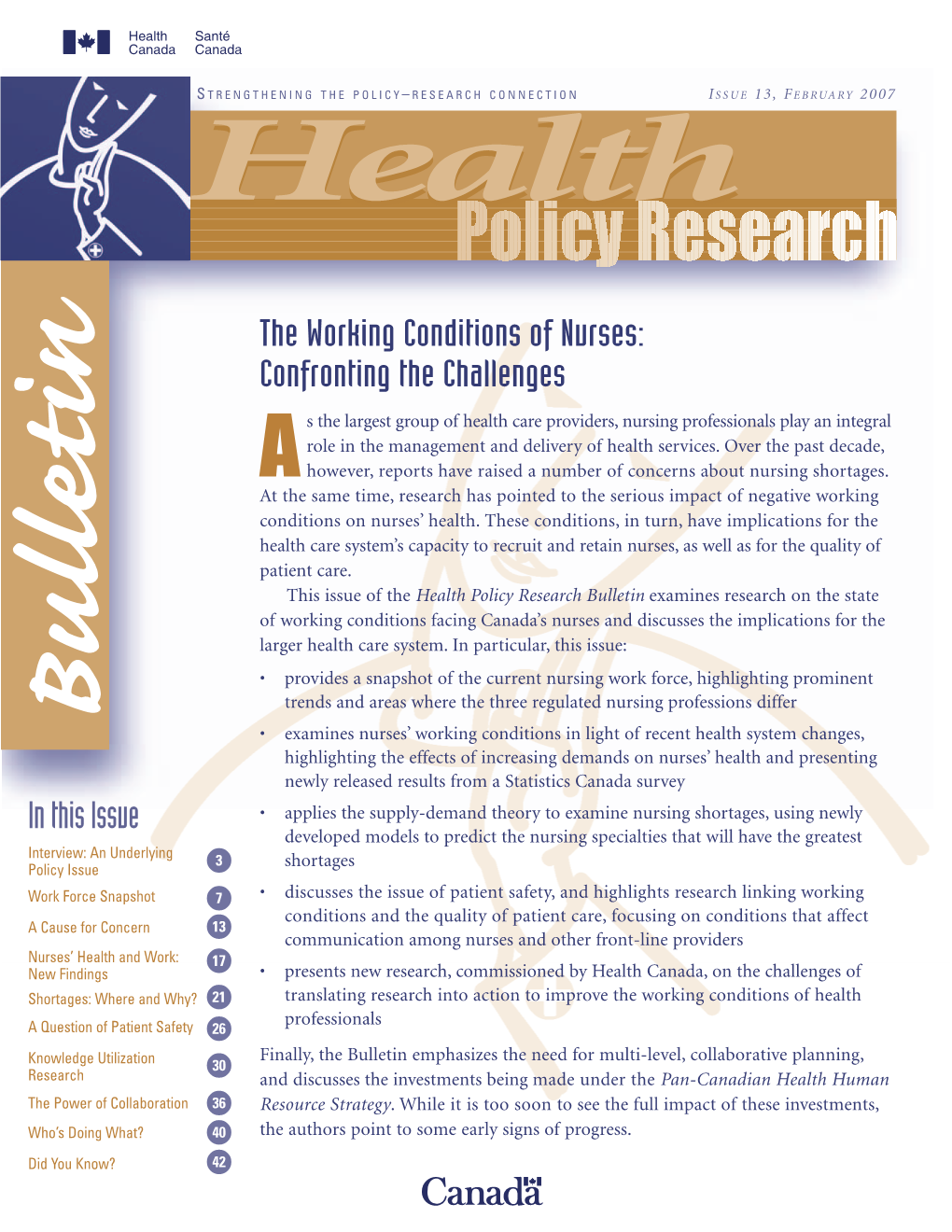 The Working Conditions of Nurses: Confronting the Challenges