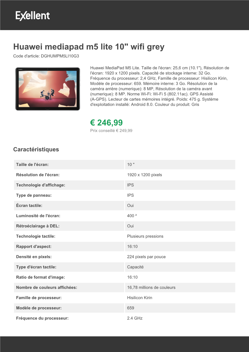 Huawei Mediapad M5 Lite 10" Wifi Grey | PDF Download