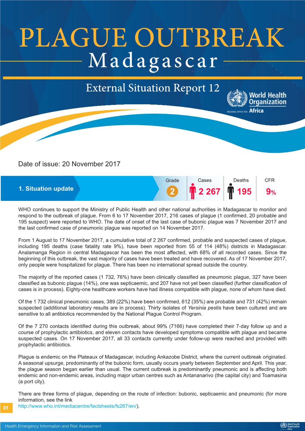 PLAGUE OUTBREAK Madagascar External Situation Report 12