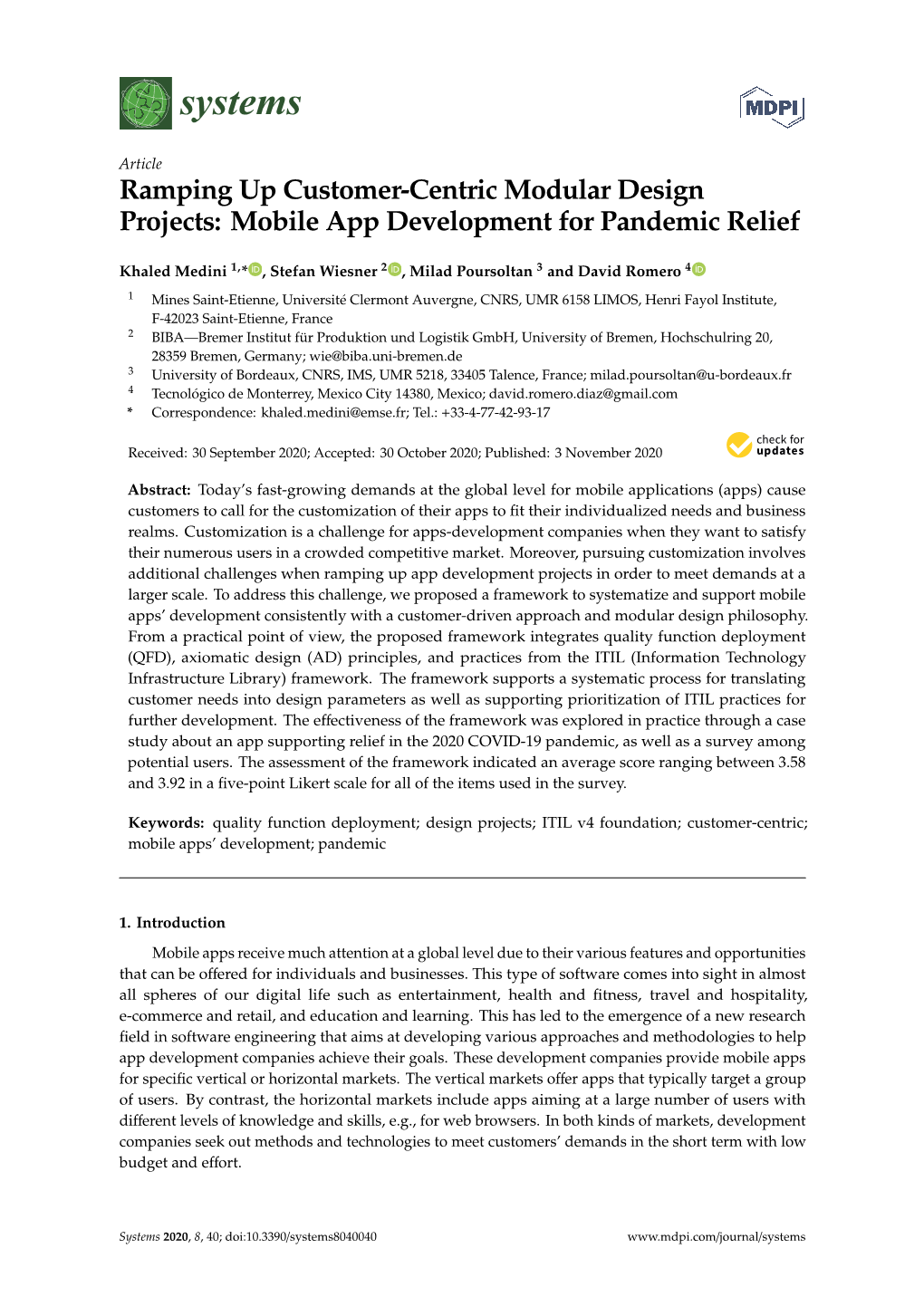 Ramping up Customer-Centric Modular Design Projects: Mobile App Development for Pandemic Relief