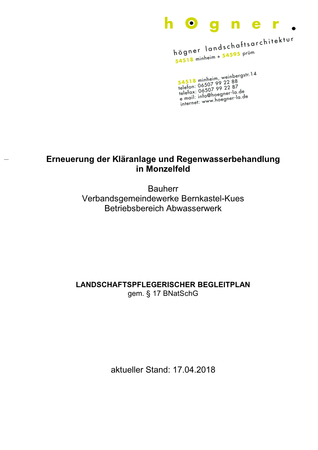 Erneuerung Der Kläranlage Und Regenwasserbehandlung in Monzelfeld