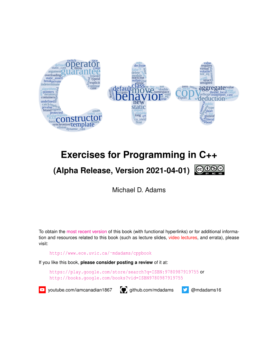 Exercises for Programming in C++ (Alpha Release, Version 2021-04-01)