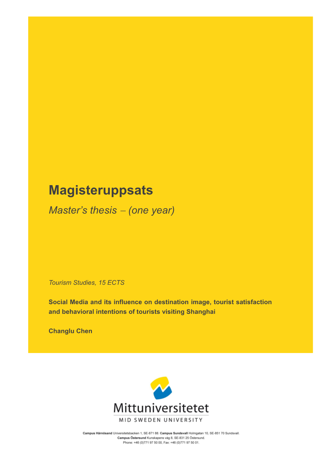 Magisteruppsats Master’S Thesis  (One Year)