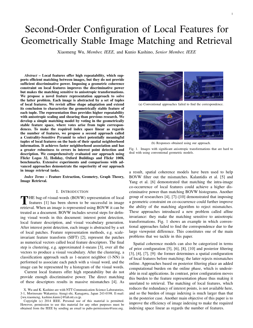 Second-Order Configuration of Local Features for Geometrically Stable