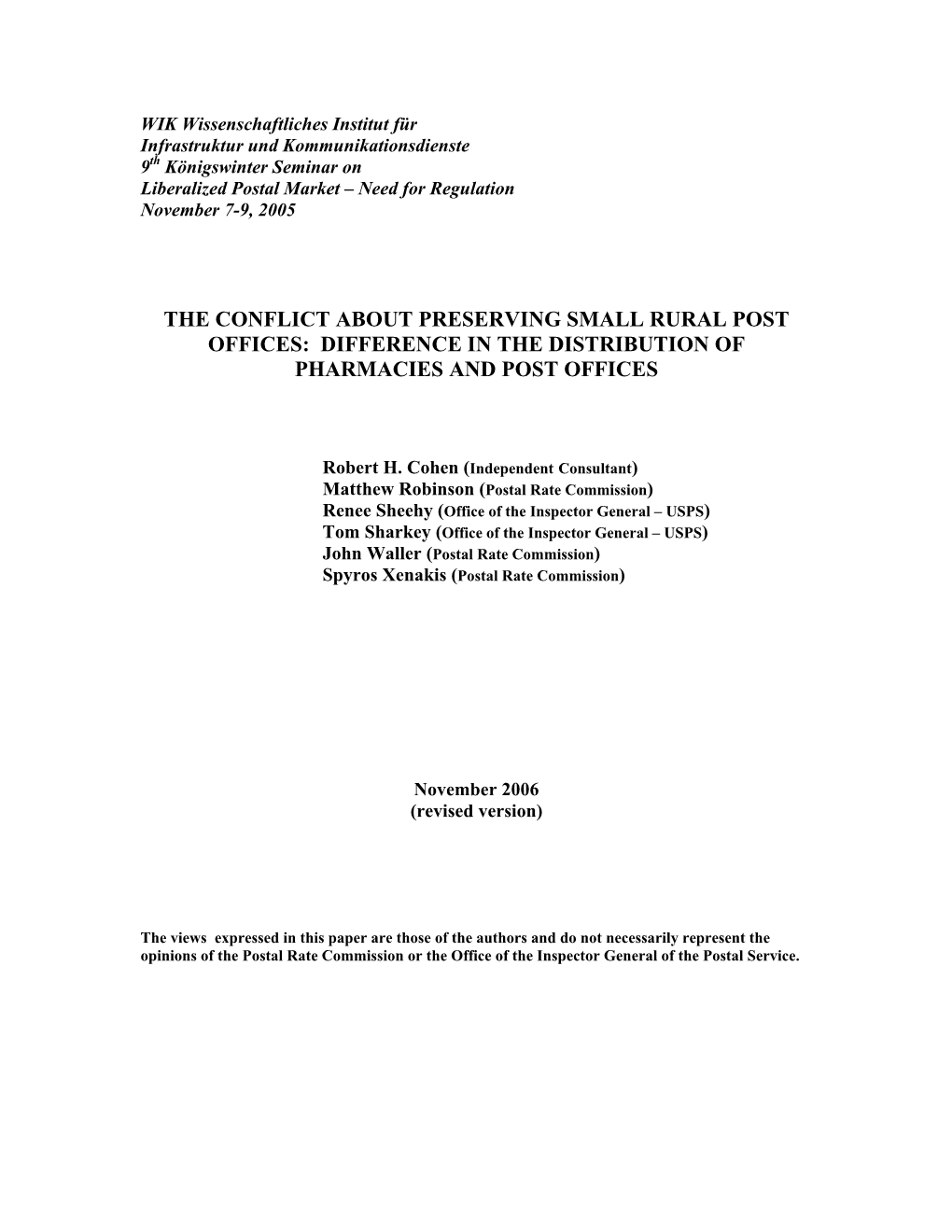 Rural Post Offices: Difference in the Distribution of Pharmacies and Post Offices