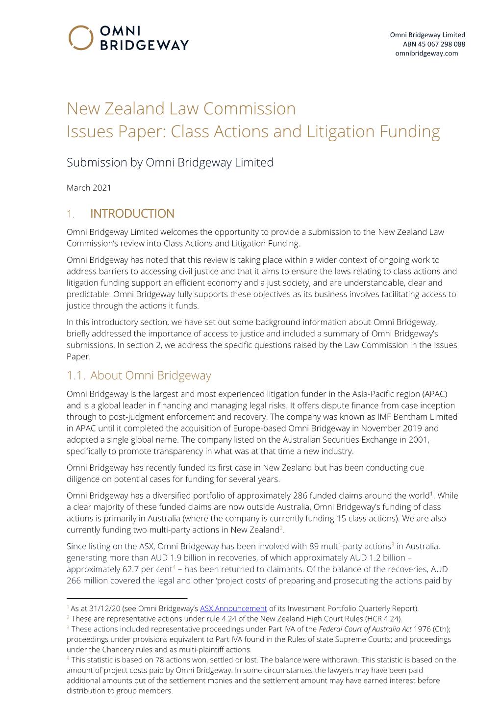 New Zealand Law Commission Issues Paper: Class Actions and Litigation Funding