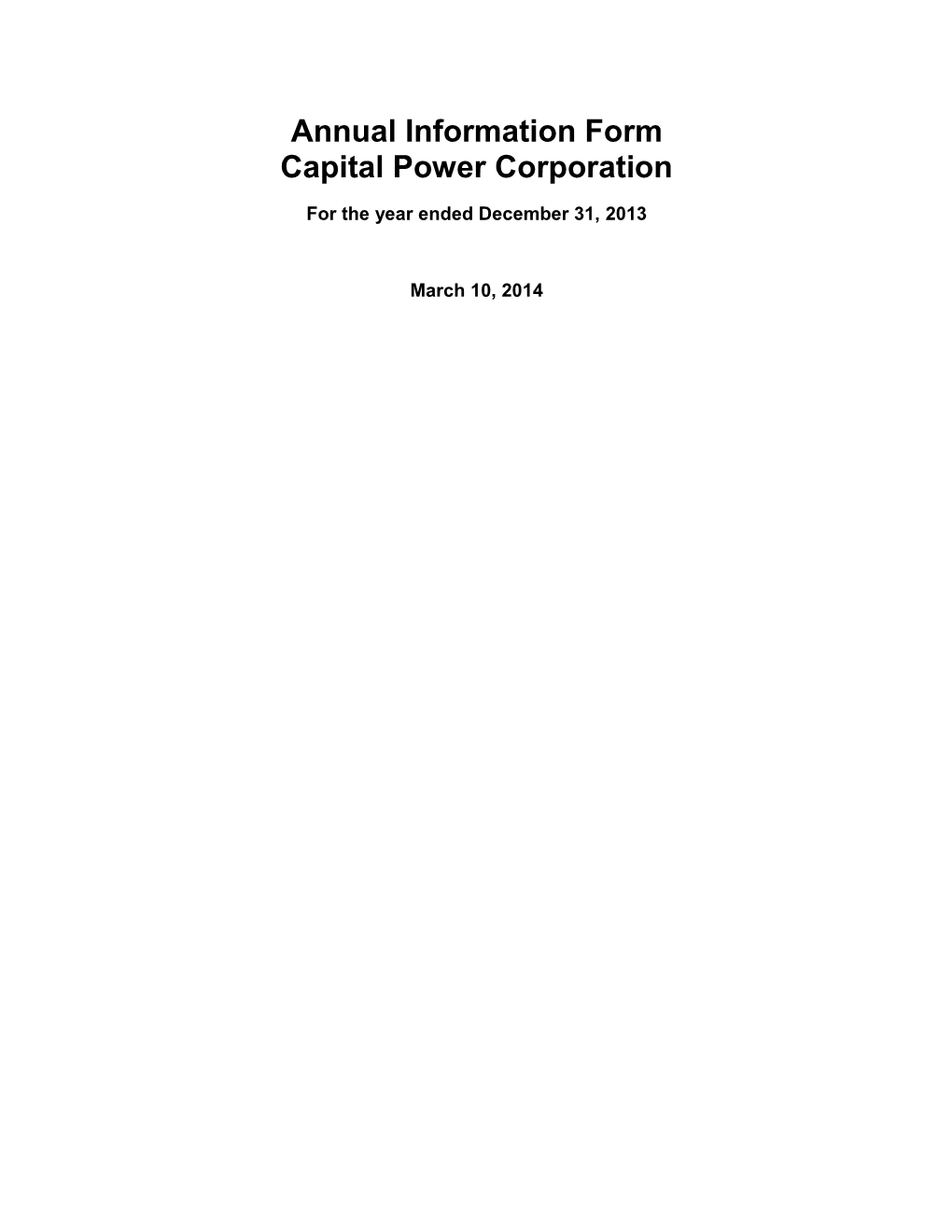 Annual Information Form Capital Power Corporation
