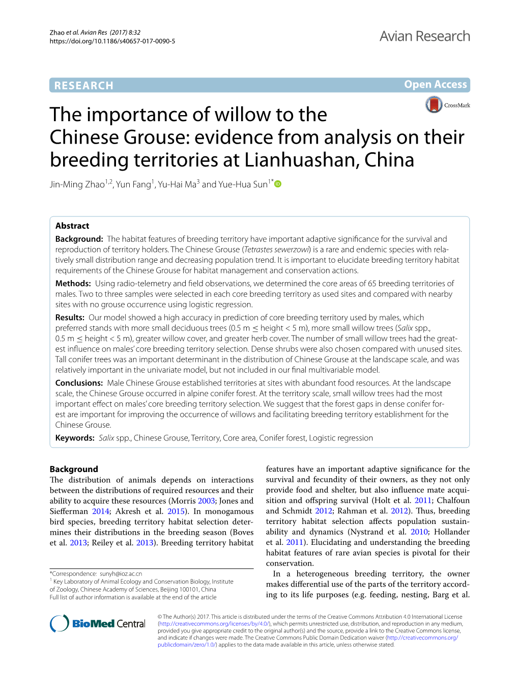 The Importance of Willow to the Chinese Grouse