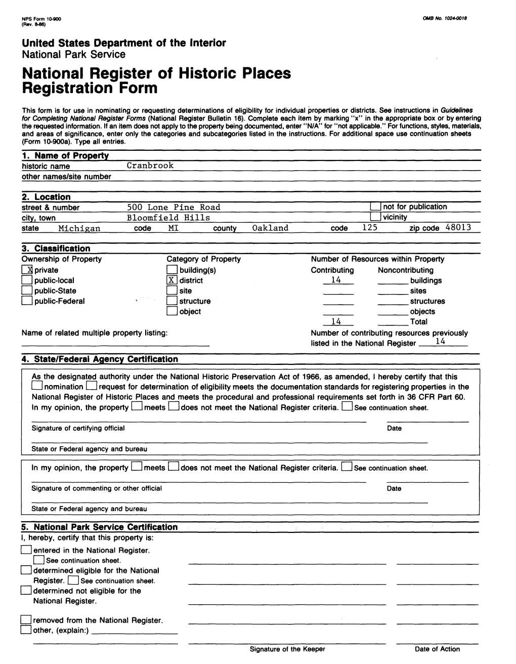 National Register of Historic Places Registration Form