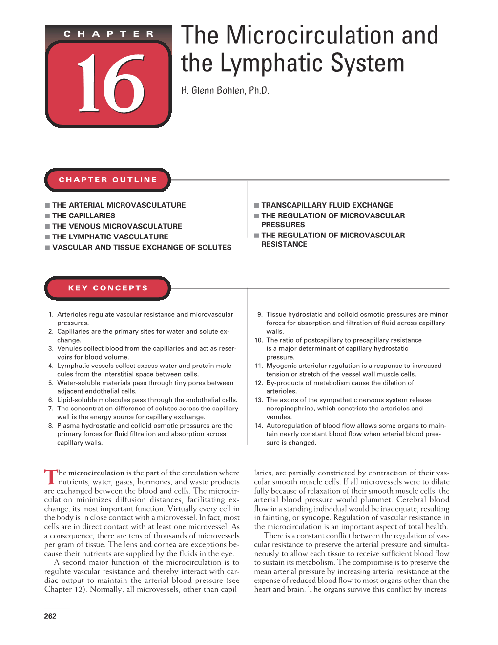 The Microcirculation and the Lymphatic System 1616 H