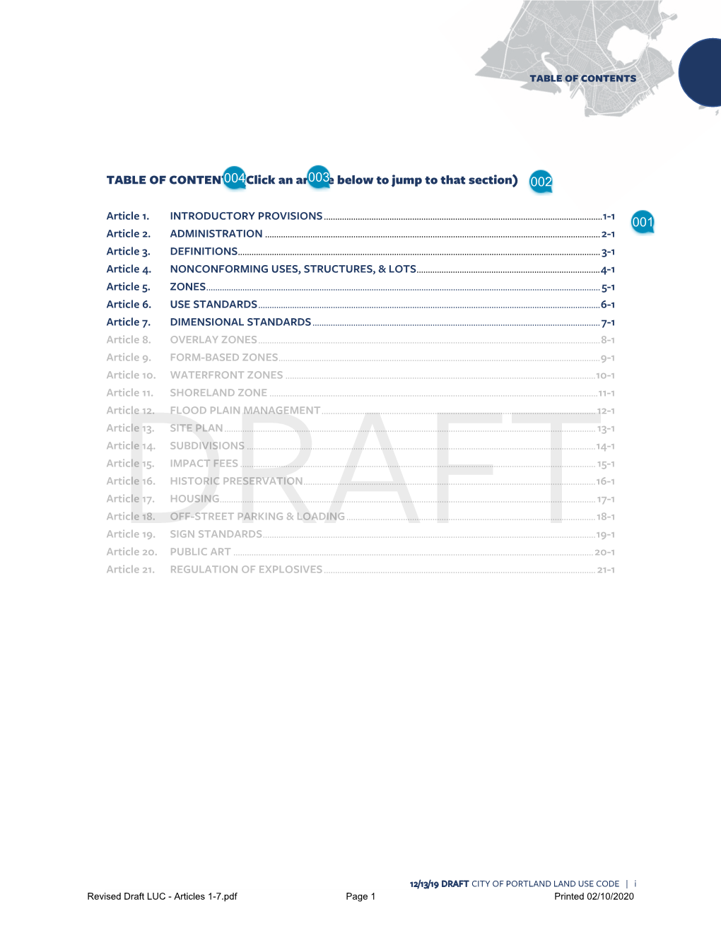 Articles 1-7 Public Comments