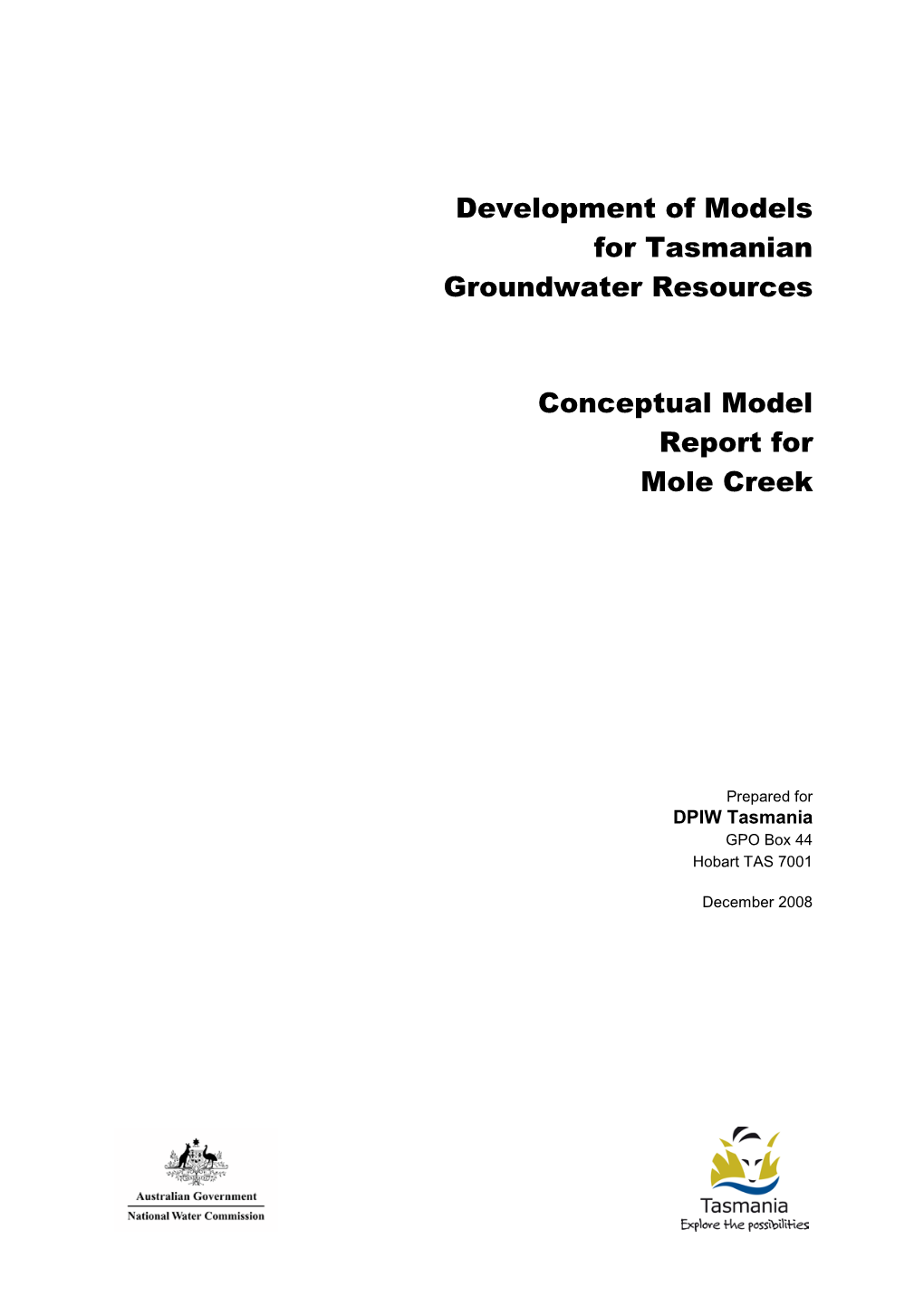 Development of Models for Tasmanian Groundwater Resources