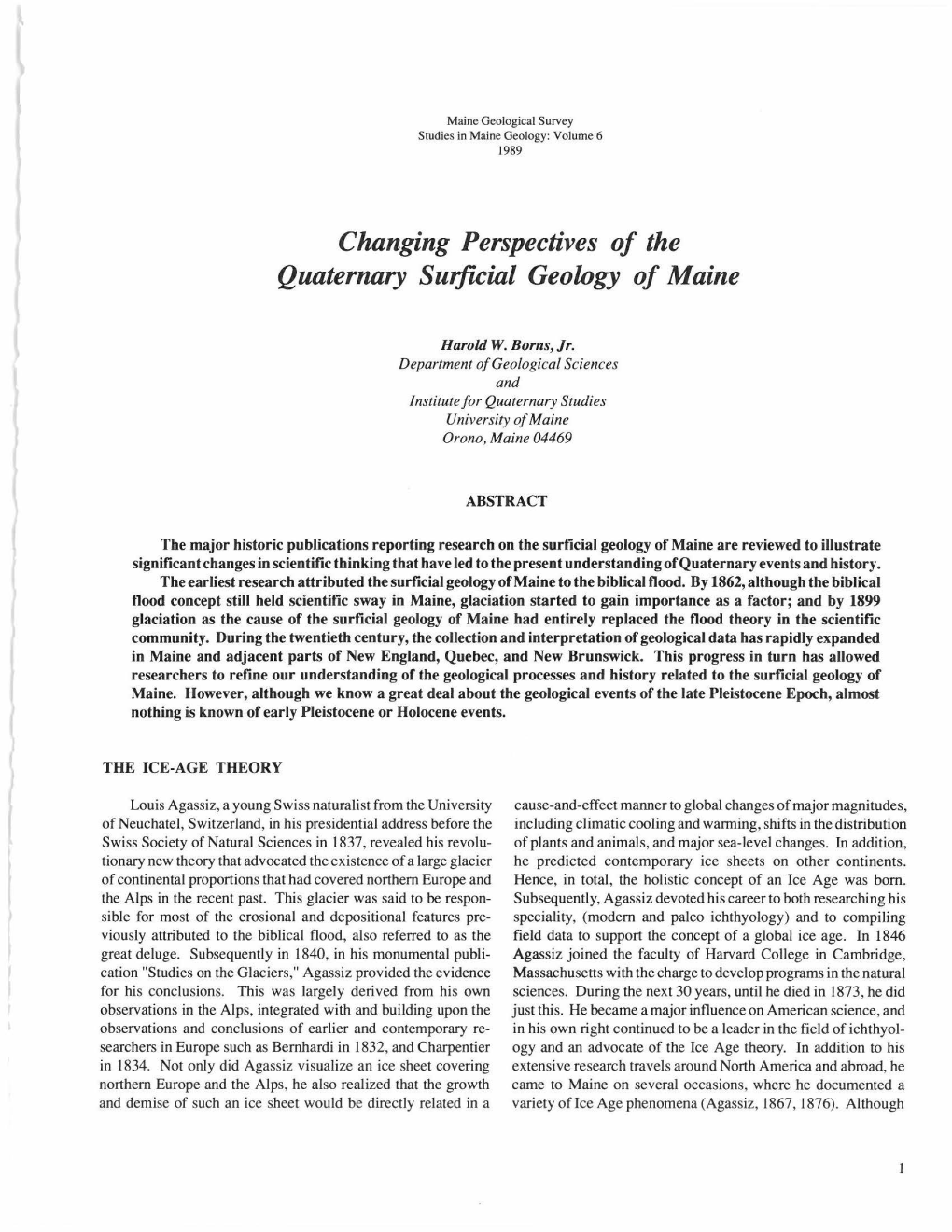 Changing Perspectives of the Quaternary Surficial Geology of Maine