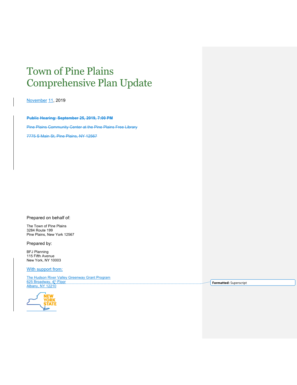 Town of Pine Plains Comprehensive Plan Update