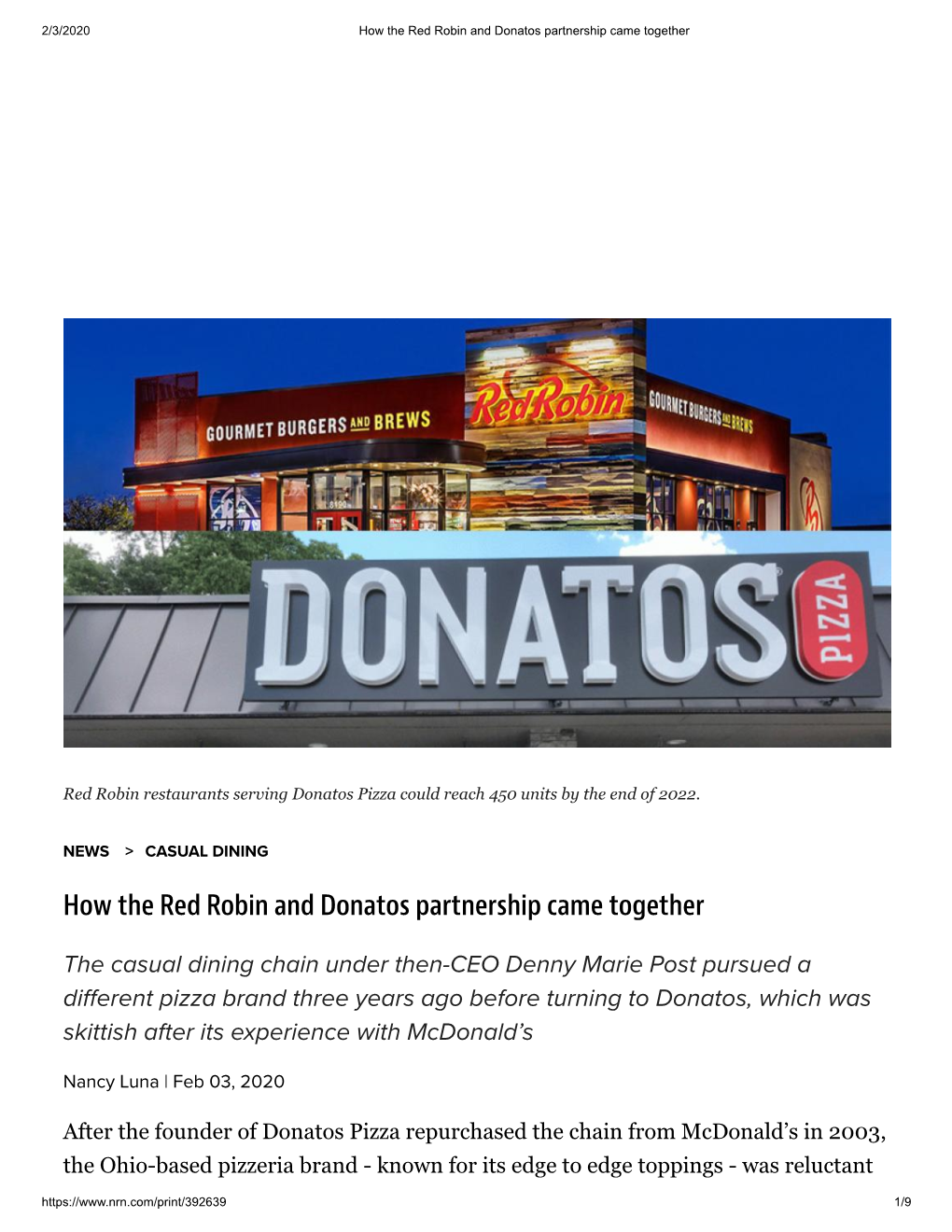 How the Red Robin and Donatos Partnership Came Together
