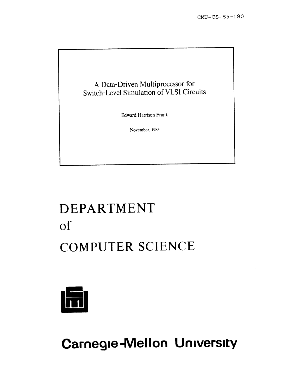 DEPARTMENT of COMPUTER SCIENCE Carneg=E-Mellon Un