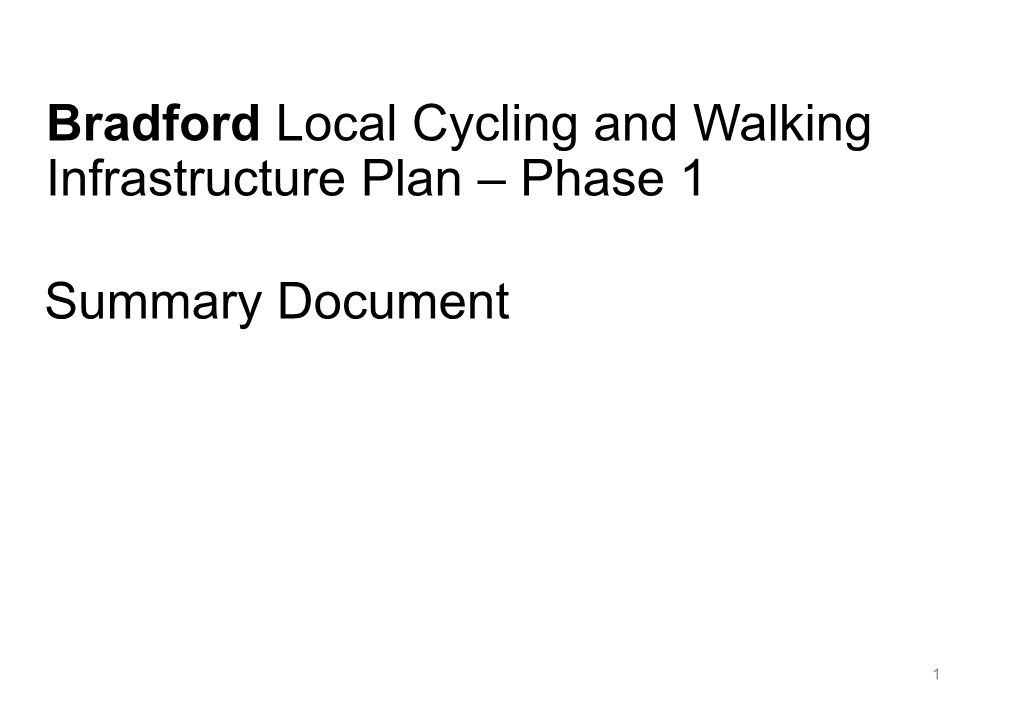 Bradford Local Cycling and Walking Infrastructure Plan – Phase 1