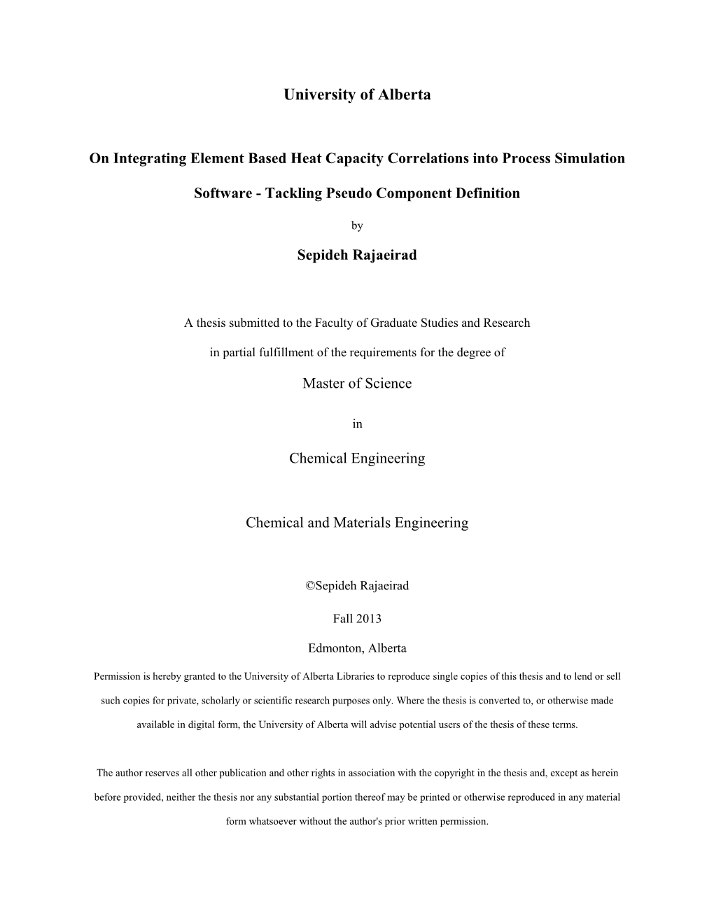 On Integrating Element Based Heat Capacity Correlations Into Process Simulation