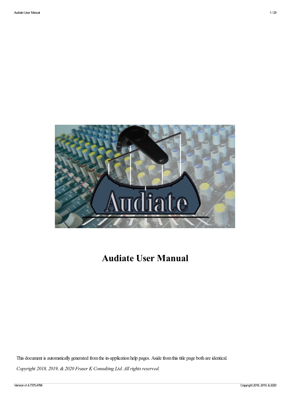 Audiate User Manual 1 / 29