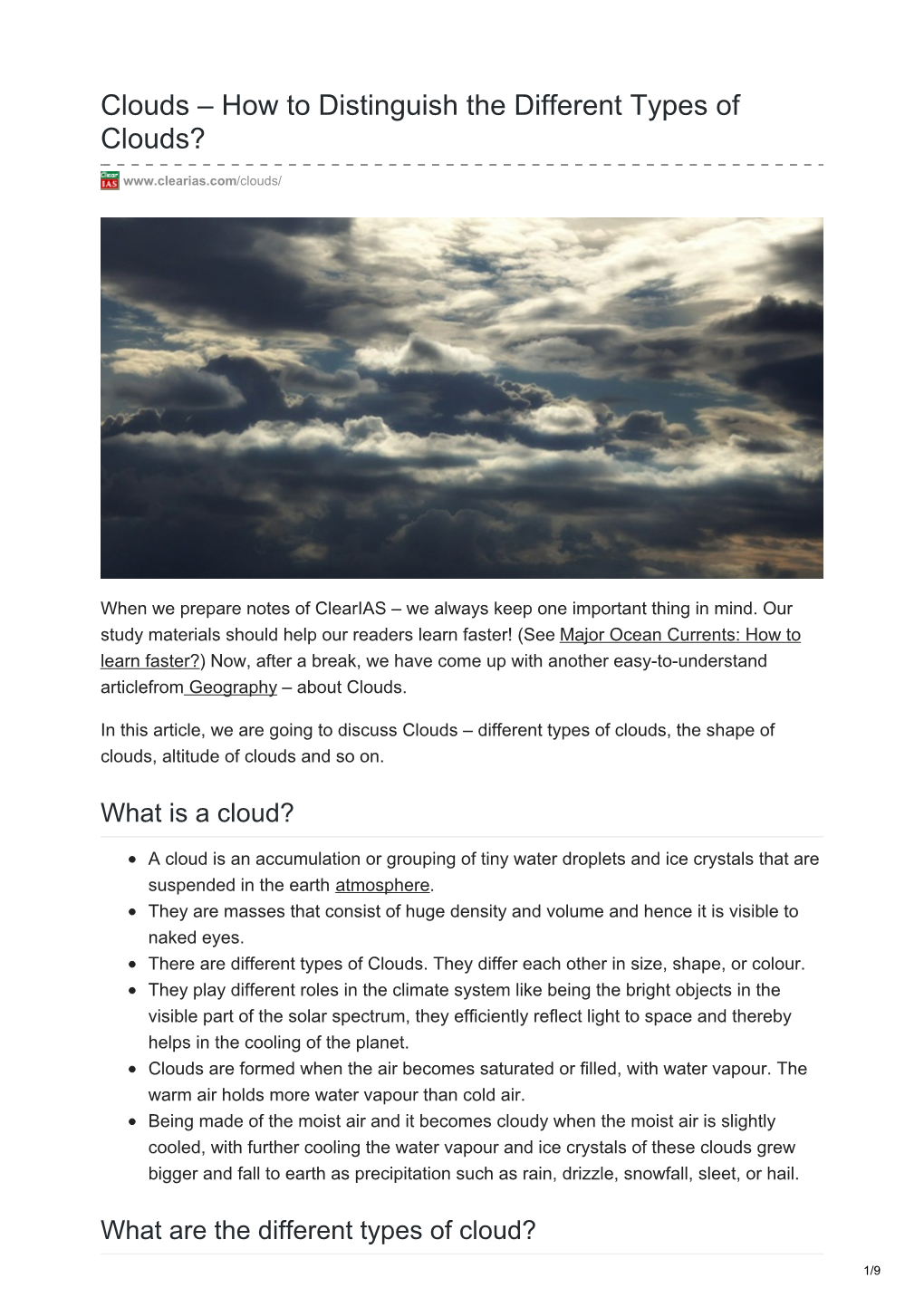 Clouds – How to Distinguish the Different Types of Clouds?