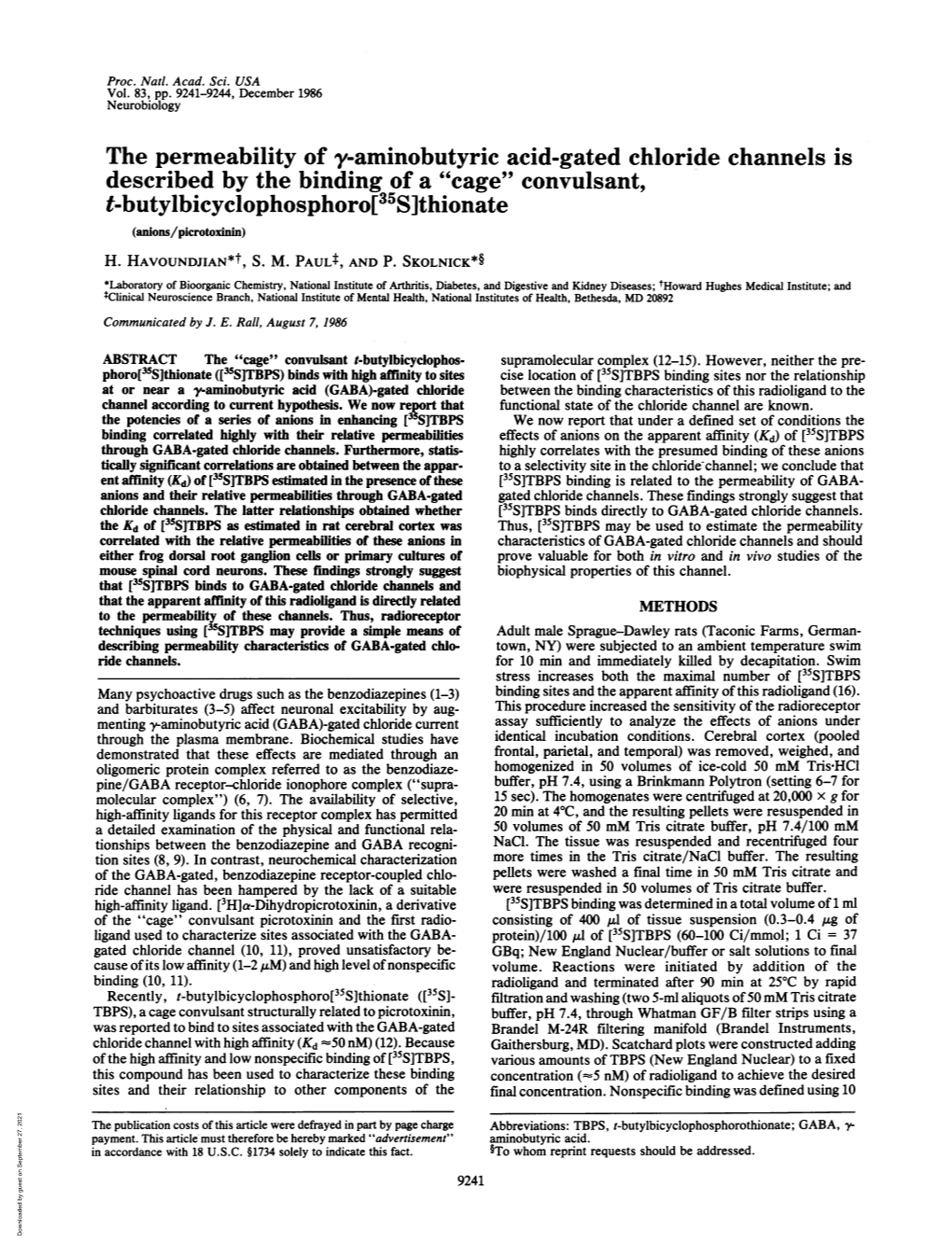 T-Butylbicyclophosphoro[35S]Thionate (Anions/Picrotoxinin) H