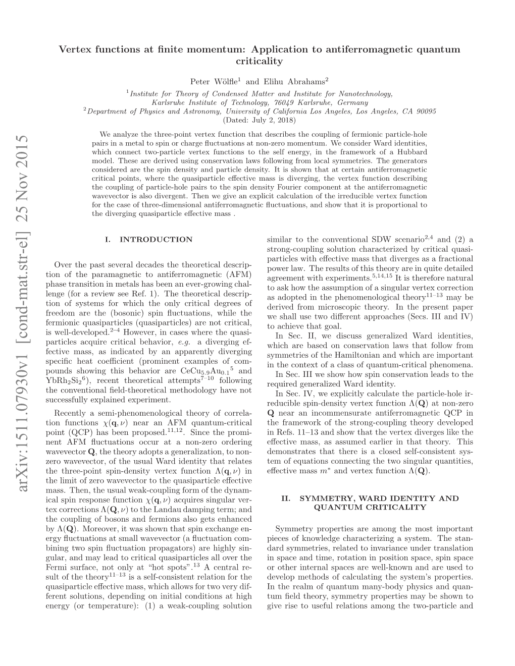 Vertex Functions at Finite Momentum: Application to Antiferromagnetic