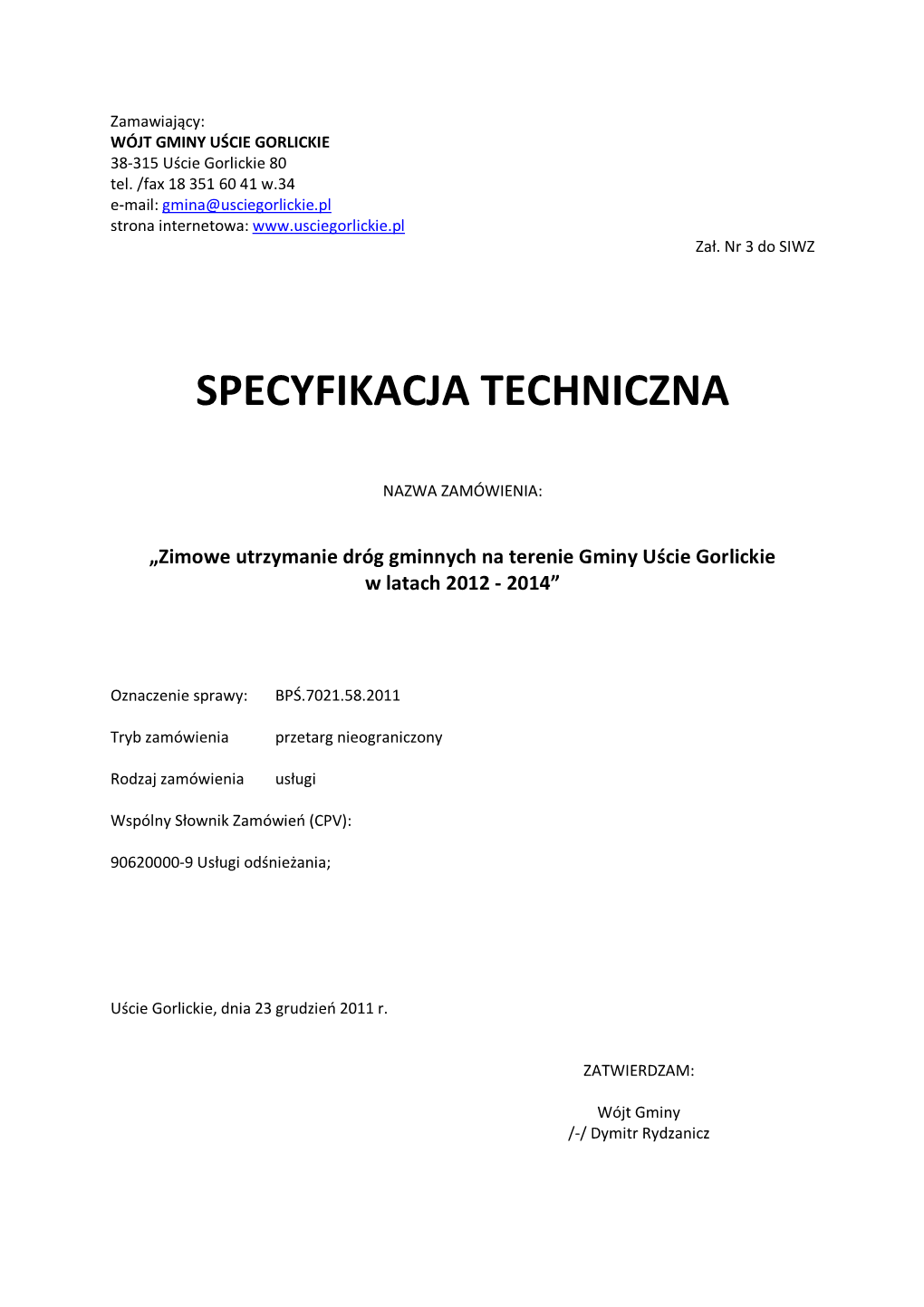 Specyfikacja Techniczna