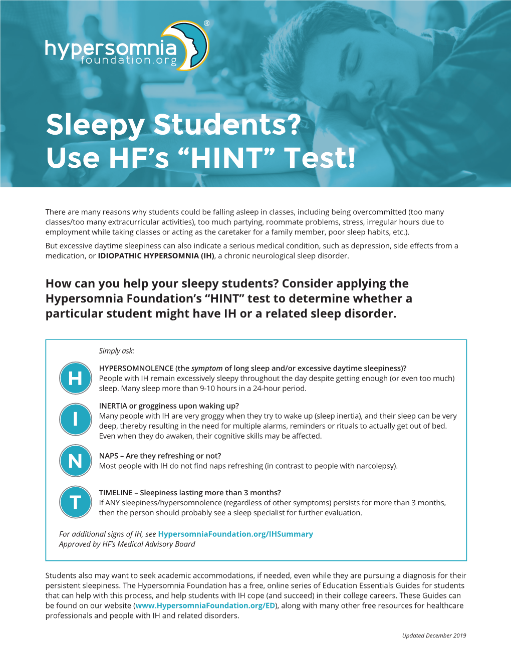 Sleepy Students? Use HF's “HINT” Test!