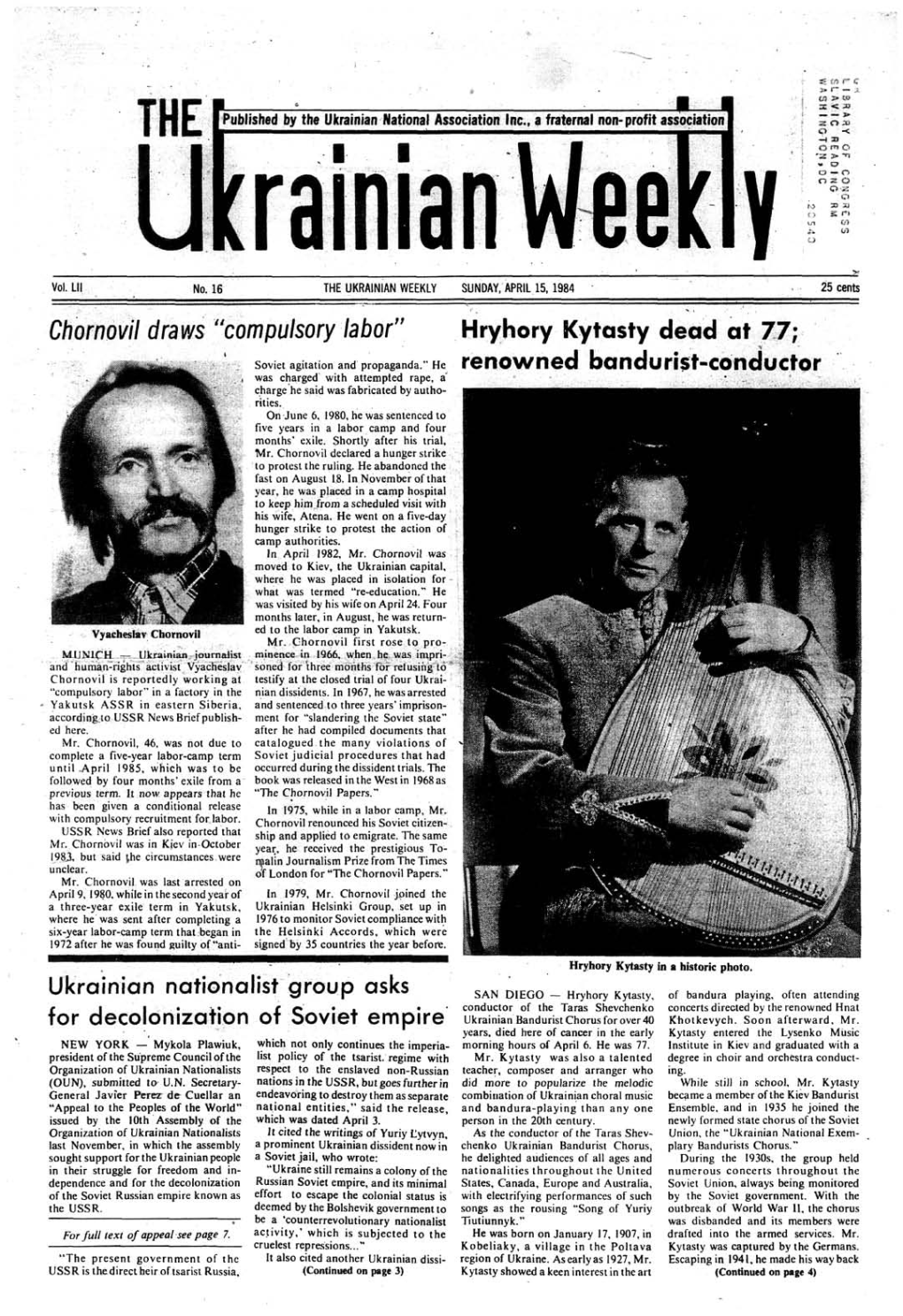 The Ukrainian Weekly 1984