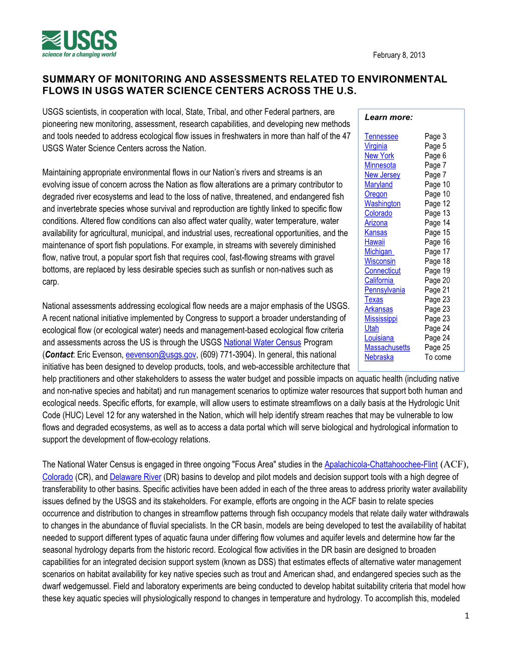 Ecological (Or Environmental) Flow Studies