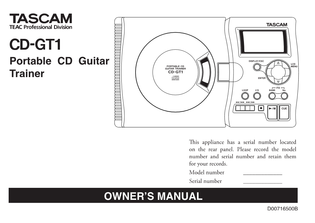 CD-GT1 Portable CD Guitar Trainer