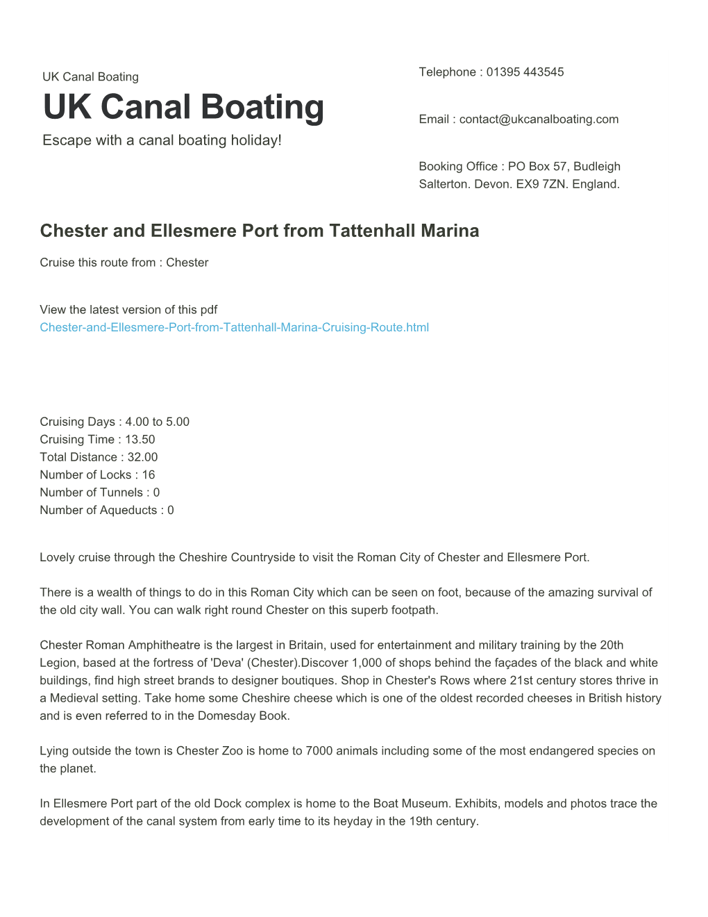 Chester and Ellesmere Port from Tattenhall Marina | UK Canal Boating