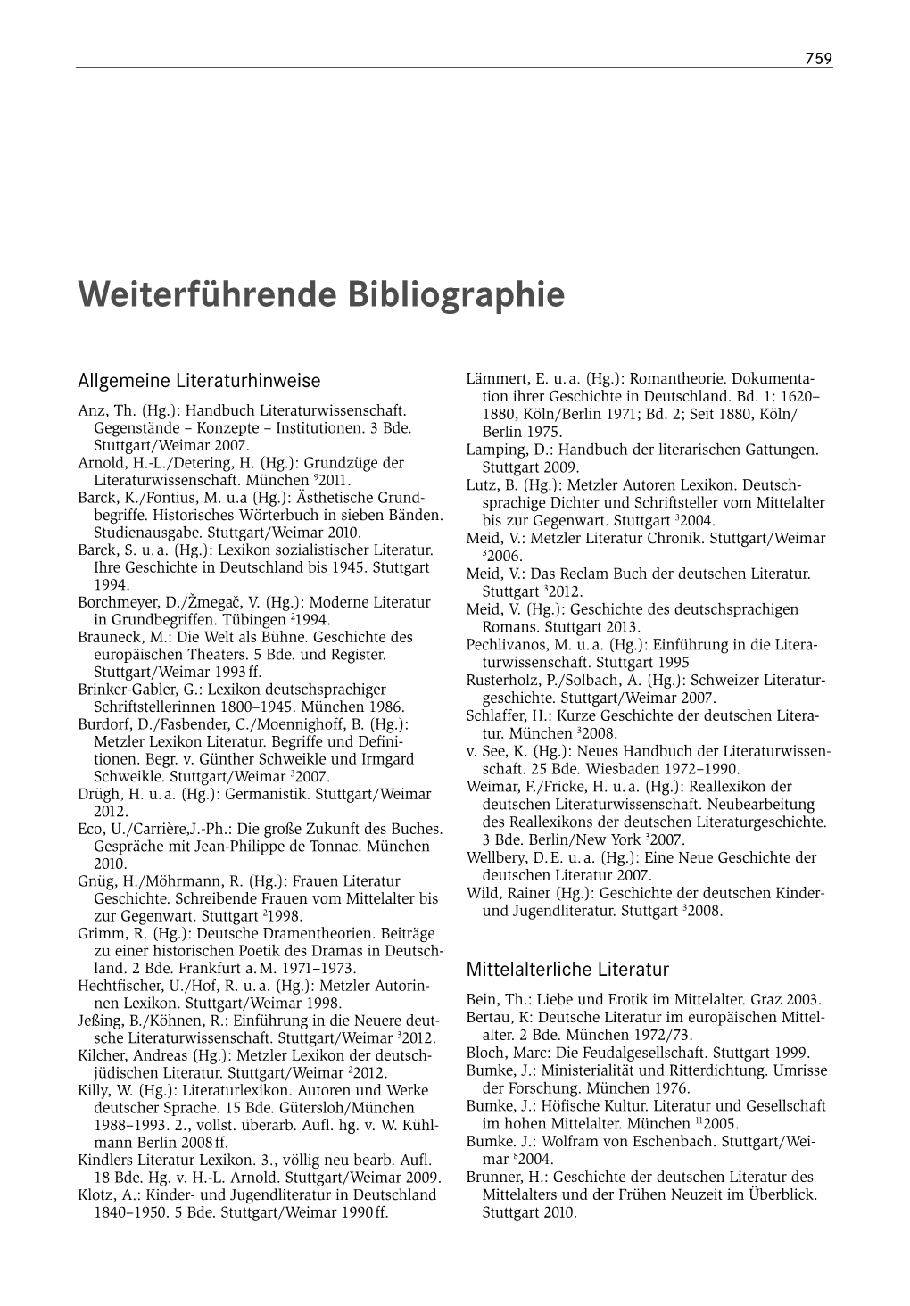 Weiterführende Bibliographie