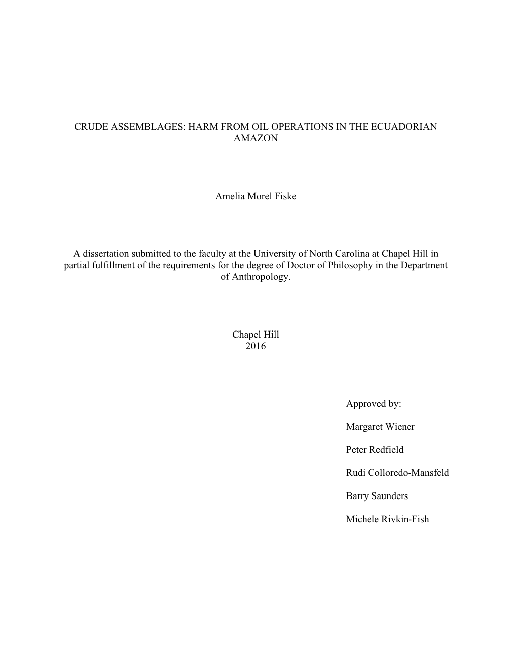 Harm from Oil Operations in the Ecuadorian Amazon